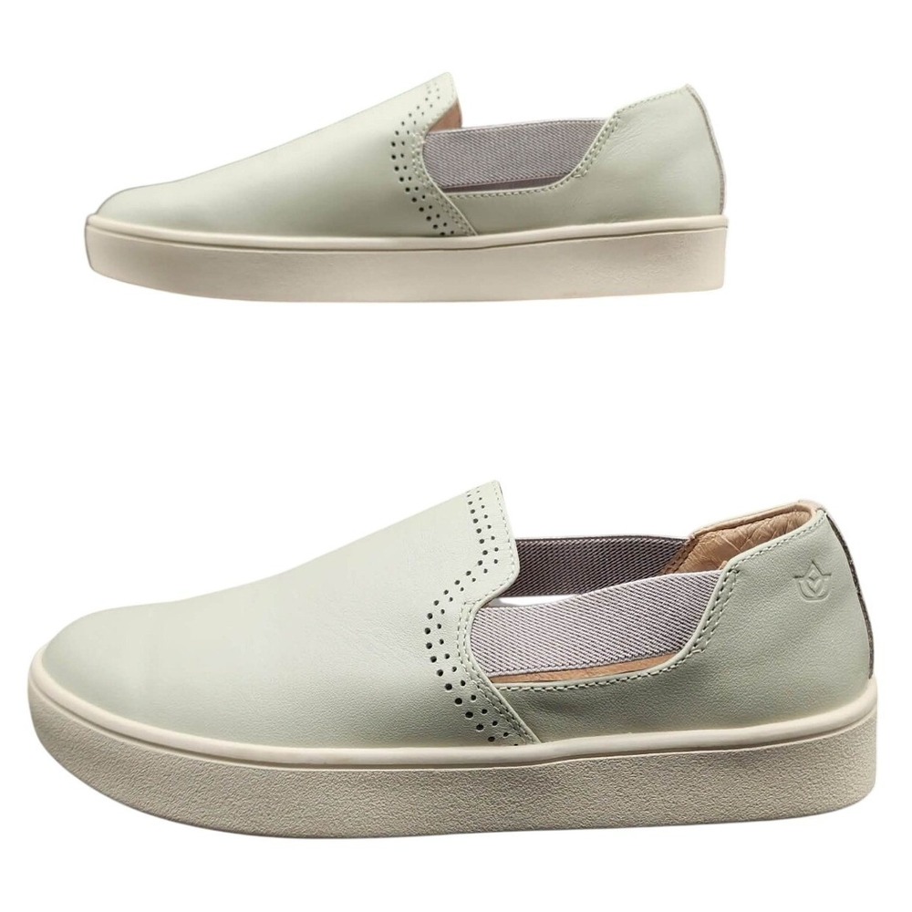 Spenco Parker Sneaker Women Size 7 Oyster Leather Slip On Sneakers Loafers